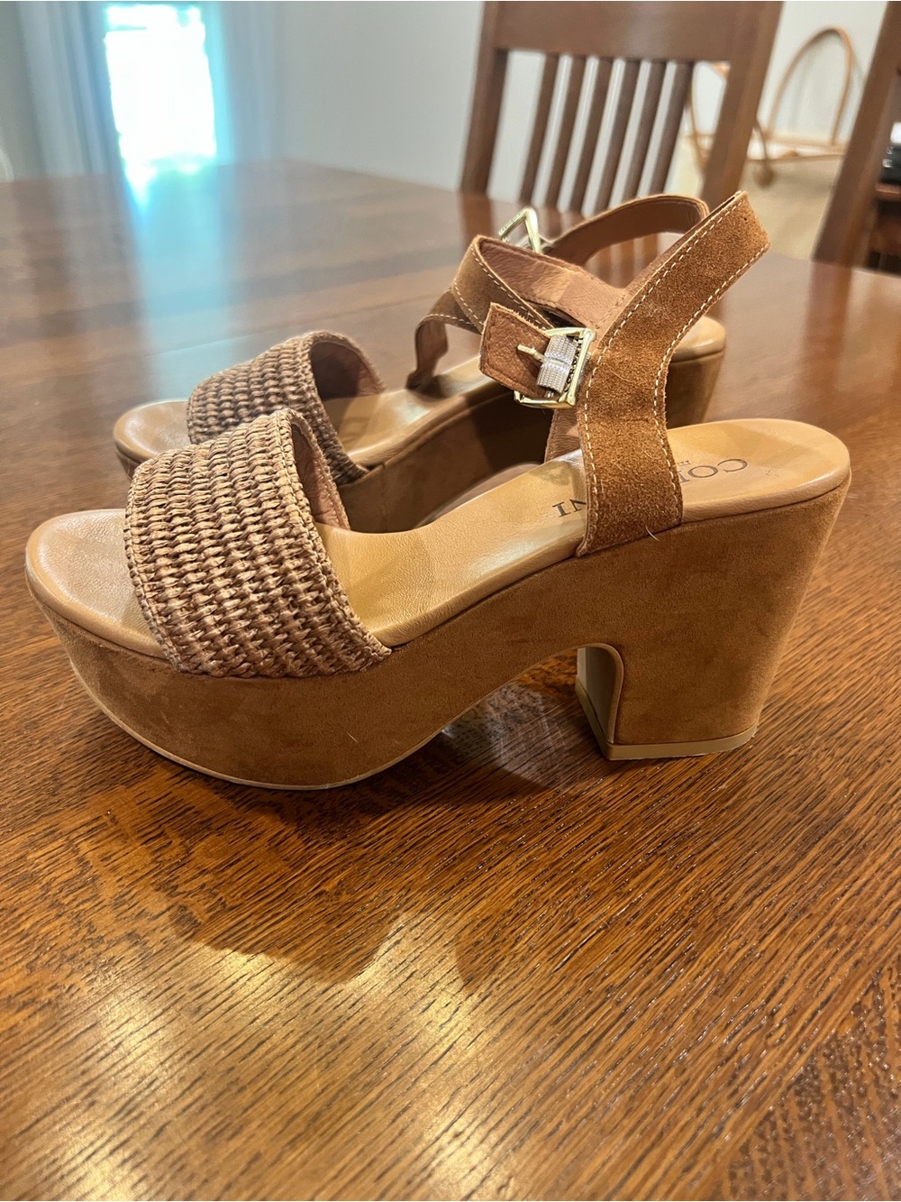 Cordani Liona Raffia Platform Sandal Size 7.5